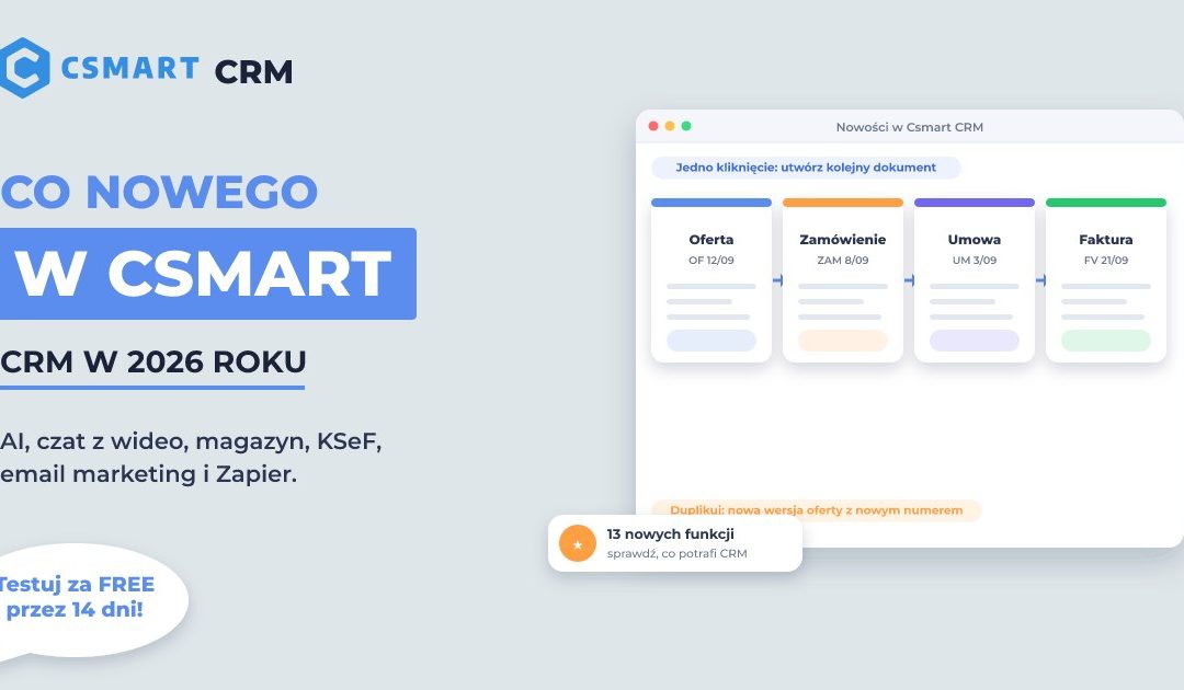 Co nowego w Csmart CRM – 15 nowych funkcji w 2026 roku