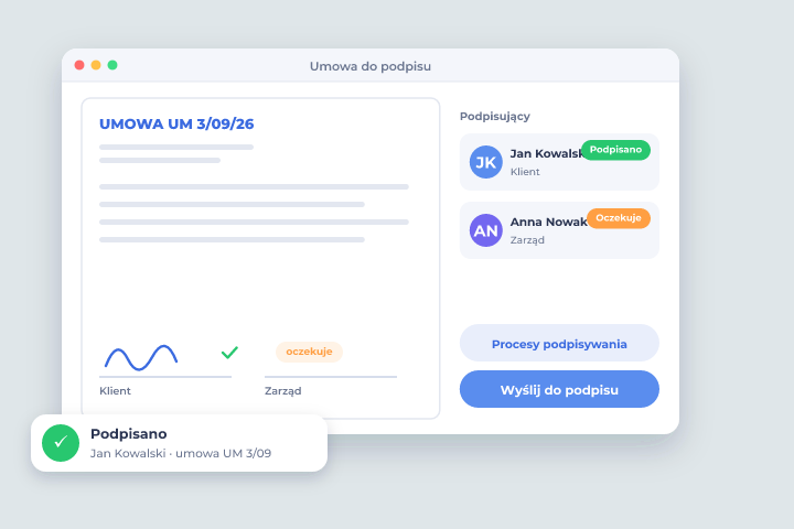 Umowa do podpisu - E-podpis Autenti w Csmart CRM