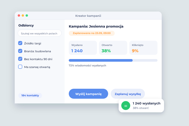 Kreator kampanii - Email marketing w Csmart CRM