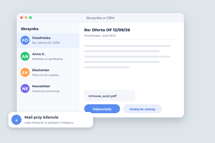 Skrzynka w CRM - Email marketing Skrzynka w CRM - Email marketing w Csmart CRM