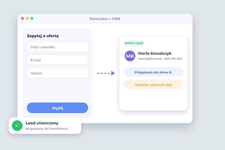 Formularz → CRM - Integracja Zapier Formularz → CRM - Integracja Zapier w Csmart CRM
