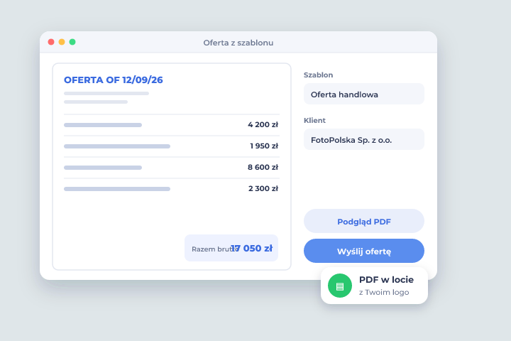 Oferta z szablonu - Oferty, zamówienia i umowy Oferta z szablonu - Oferty, zamówienia i umowy w Csmart CRM
