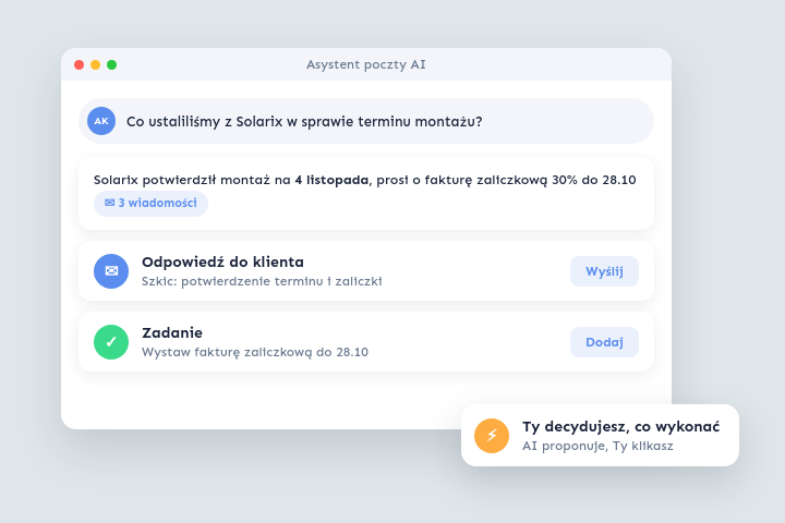 Asystent poczty AI - AI w Csmart CRM